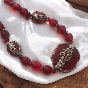 Vintage-style Artisan Glass Bead Necklace